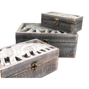 Ensemble de 3 boîtes à bijoux forme carrée Bijus boîte à bibelots meilleure qualité différentes tailles en bois pour pierres précieuses et placement de pierres - Product Image 6