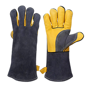 Gants de sécurité de construction longs et robustes en cuir de vachette renforcé à l'abrasion et à la chaleur pour le soudage - Product Image 2