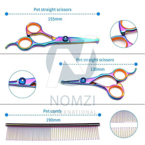 Kéo An Toàn Chải Lông Thú Cưng Nhiều Màu Cầu Vồng Bằng Thép Không Gỉ Chuyên Nghiệp Kèm Đầu Dò Cho Chó & Mèo Cắt Lông Tai Mũi - Product Image 4