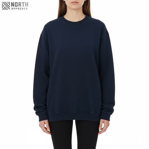 Nueva moda 100% algodón Drop-shoulder Heavyweight Vintage Oversize alta calidad comodidad cuello redondo invierno mujer sudadera algodón - Product Image 1