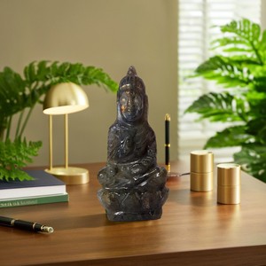 Wholesale Handmade Natural Labrodolite Crystal Laughing Buddha <b>Sculpture</b> Semi-Precious <b>Stone</b> Crafts Engraved for Sale - Product Image 1