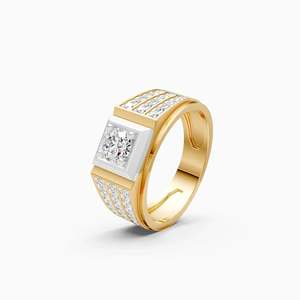 Elegante anillo de diamantes cultivados en laboratorio con tres filas de diamantes redondos de 1.16 quilates en oro amarillo, blanco y rosa de 9 quilates. - Product Image 3