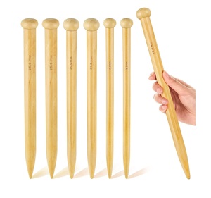 6 pièces grandes aiguilles à tricoter droites en bois Jumbo 3 tailles aiguilles à tricoter Extra Large pour gros fil débutant bricolage tissu - Product Image 1