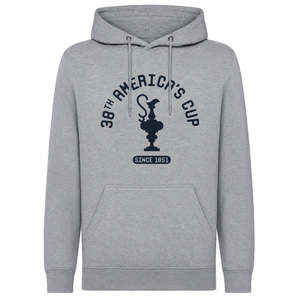 Felpa con Cappuccio America's Cup 38 SINCE1851, Grigia in Spugna Francese, Taglia XL, Design Streetwear con Stampa Serigrafica - Product Image 1