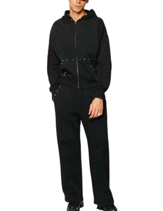 Último personalizado de los hombres Slim Fitness ácido lavado chándal personalizado Jogging traje Casual Streetwear al por mayor de diamantes de imitación personalizados - Product Image 1