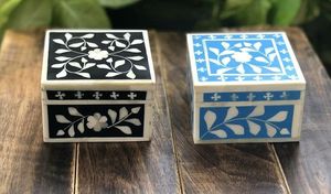 Caja de anillo de boda con incrustaciones de concha de mar de diseño pequeño y bonito, caja de anillo con incrustaciones de nácar, decoración del hogar - Product Image 2