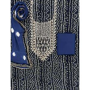 Traje de Algodón Glaseado con Estampado a Mano Sin Coser para Mujer - Product Image 1