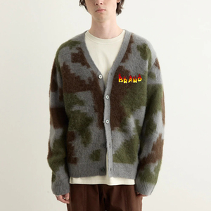 Vente en gros personnalisé à la mode pelucheux coton tricot hommes hiver solide chaud col en V pull pull anti-rétrécissement surdimensionné - Product Image 1