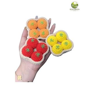 Juego de Juguetes de Comida de Ganchillo Hechos a Mano con Lana y Algodón, Frutas, Verduras, Juguetes de Peluche Suaves para Jugar a la Cocina, Tema de Animales y Naturaleza - Product Image 1