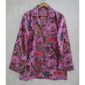 Ensemble de pyjama d'été en coton imprimé à la main, imprimé floral indien, pyjama de nuit, doux, respirant, séchage rapide, vêtements de nuit - Product Image 6