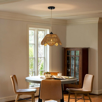Lustre suspendu au plafond de qualité supérieure en aluminium et rotin, design moderne, hauteur réglable, décoratif pour