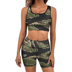 บราคอตัวยูและกางเกงขาสั้นสำหรับผู้หญิงชุดโยคะเสื้อครอปท็อปกางเกงขาสั้นออกกำลังกายในยิมเสื้อผ้าแนวสตรีท - Product Image 6
