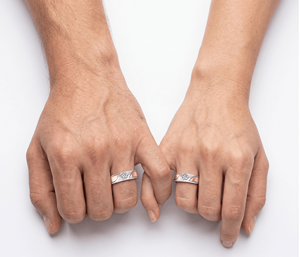 Classic Dual Tone Diamond Wedding Band <b>Couple</b> <b>Rings</b> with Round Brilliant Cut Diamonds Natural and Lab Grown Diamonds - Product Image 4