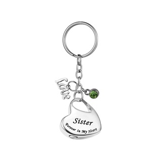 Soeur personnalisé métal famille en coeur acier inoxydable mémorial souvenir urne porte-clés pour cendres crémation bijoux taille personnalisée - Product Image 1