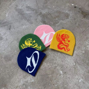 Colección de otoño e invierno 2025, sombrero de lana en stock, gorro personalizado cálido con estampado Digital, gorros de punto, gorros con puños Unisex - Product Image 1