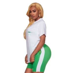 Conjunto de camiseta y pantalones cortos de entrenamiento para mujer suave y acogedor-Ropa deportiva de dos piezas de moda para mujer - Product Image 2