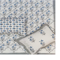 Set Sprei Ramah Lingkungan 100% Katun Buatan Khusus dengan Pola Bunga Cetak Desain India 300TC Jumlah Benang dalam Berbagai Ukuran