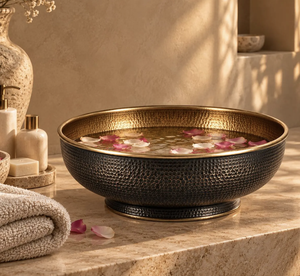 Bañera Redonda de Cobre Hecha a Mano, Moderna y Ecológica, para Pedicura, Spa y Relajación de Pies - Product Image 1
