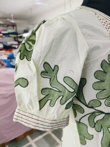 เดรสแขนพองโบฮีเมียนปักลายดอกไม้สวยงามคอปกทำงาน - Product Image 5