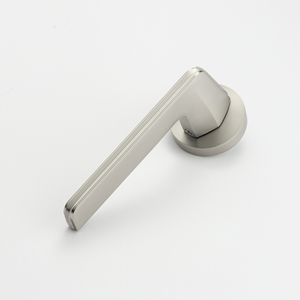Serrure de poignée de porte à levier plat en aluminium avec <span class=keywords><strong>rosace</strong></span> ronde, serrure moderne en nickel brossé pour intérieur chambre salle de bain bureau maison - Product Image 1