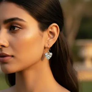 Pendientes de Plata 925 con Circonita Cúbica en Forma de Corazón, Regalo para Mujer - Product Image 2