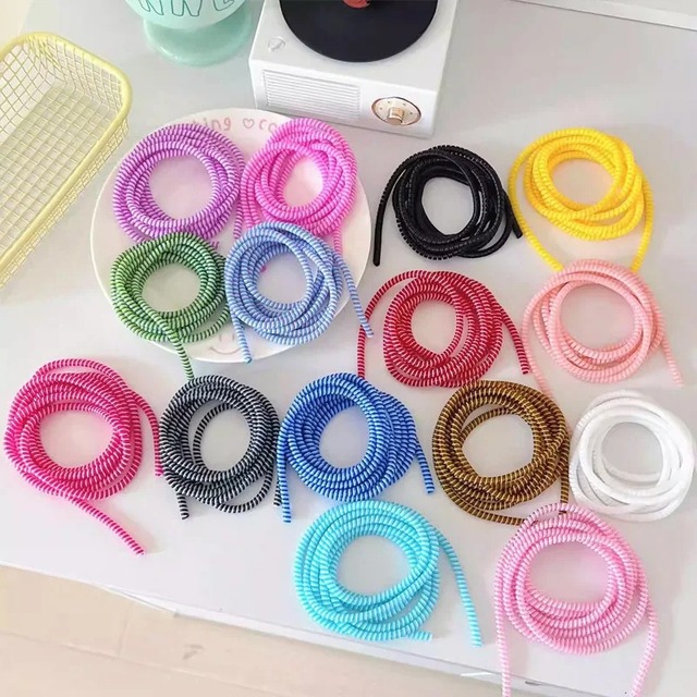 Spiral Silicone Cable Wire Protector Usb Cable Protector Colorful Tpu Cable Charger Saver Organizer Usb Charging Data Cable 1.4m