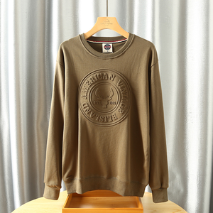 Sweats à capuche et sweat-shirts pour hommes de haute qualité Basics Cotton Blended 3D Embossed Design Custom Cotton Fleece Logo Embroidery Crewneck - Product Image 3