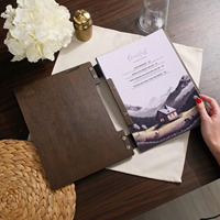 Couverture de menu en bois A4 avec livre de dossier de menu de qualité en cuir de qualité pour café Restaurant Bar Hôtel-Fournitures de restaurant