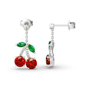 Pendientes de Plata de Ley con Diseño de Cereza y Frutas de Verano Jeulia - Product Image 2