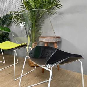 Modern Transparent <b>Dining</b> <b>Chair</b> with Mesh Fabric Upholstery & Backrest for Home <b>Dining</b> & Living Rooms - Product Image 6