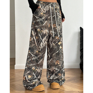 Pantalons de jogging pour femmes personnalisés, à jambes larges, à devant plat, écologiques, anti-froissement, à séchage rapide, style vintage, en polyester/coton - Product Image 3