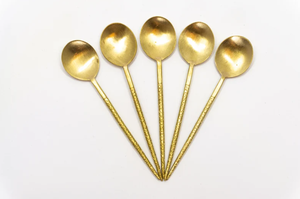 High Quality Handmade Gold Metal Textured Handle Tea <b>Coffee</b> <b>Spoon</b> For Restaurant Home Hotel - Product Image 2
