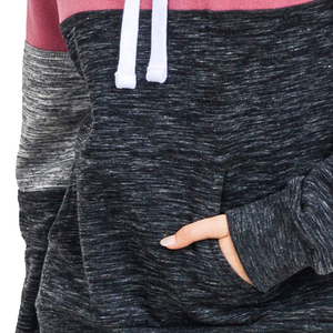Sudadera con capucha de cuello redondo de algodón de gran tamaño de peso pesado 2025 para mujer sudaderas con capucha de bloque de color bordado personalizado para mujer - Product Image 6