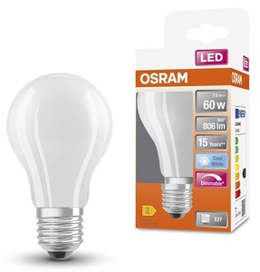 Lámpara LED estándar para retrofit, vidrio esmerilado, 7W, 4000K, 806Lm (Osram 434608) - Product Image 1