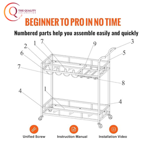 Carrito de barra de alambre de Metal con acabado dorado de 2 niveles de diseño de moda, carrito de servicio portátil para hotel y restaurante en casa - Product Image 4