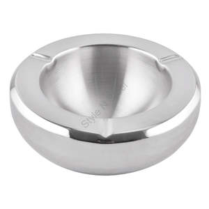 Cenicero portátil redondo de doble pared Premium de acero inoxidable a precio de venta al por mayor con elegante diseño clásico certificado LFGB - Product Image 1