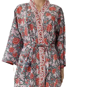 Длинное платье-кимоно для женщин, одежда для ночного сна, винтажное платье для плавания, бикини с принтом, индийские этнические повседневные платья больших размеров