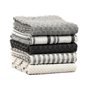 Usine en gros de service gris gaufré tissé brodé 100% coton tissu Serviette Golf ensemble de serviettes de cuisine pour la décoration de mariage - Product Image 1