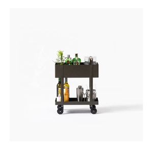Bar Organizer Metal <b>Trolley</b> <b>Serving</b> Unique Uplifted 2 Level 2 Tiers Smooth Wheels Metal <b>Serving</b> Cart Manufacturer Wholesale - Product Image 3