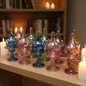 Brûleur d'encens de luxe LW84 en verre borosilicate soufflé à la main, résistant à la chaleur, avec socle floral et accents floraux émaillés à la main - Product Image 1