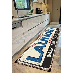 Tapis imprimé antidérapant à motifs modernes pour buanderie, tapis en chenille - Product Image 4