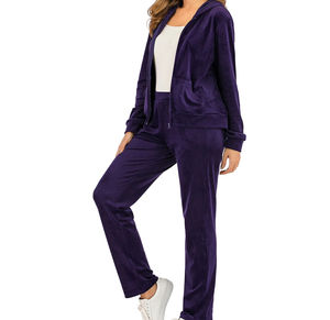 Hot Sale Customized <b>Women</b> Velvet <b>Tracksuit</b> Short Sets Zipper Hoodie Low MOQ Custom Logo Velvet <b>Tracksuit</b> Short Sets For <b>Women</b> - Product Image 5