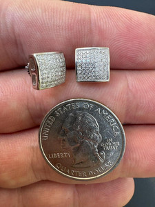 Boucles d'oreilles en argent sterling 925 massif de style classique Moissanite et diamant pour bijoux carrés glacés à la mode pour femmes - Product Image 2