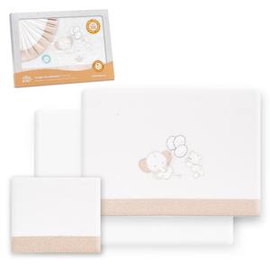 Juego de 3 Piezas de Ropa de Cama Modelo Oso-Elefante en Franela 100% Algodón con Técnica de Tejido y Patrón de Personajes para Bebé - Product Image 1