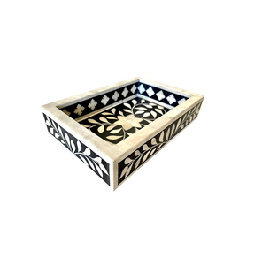 Plateau de service à thé en os incrusté, design moderne de haute qualité, multifonctionnel, forme rectangulaire, sur mesure pour mariage et maison - Product Image 5