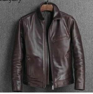 Chaqueta de Cuero Genuino Roja para Hombre, Estilo Varsity, con Parche de Logotipo Personalizado, Impermeable, Transpirable, Resistente al Viento, Cuello Alto y Cierre de Cremallera - Product Image 2