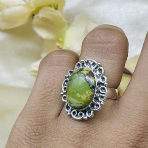 Tibatiyan Bague Turquoise Bague Turquoise Naturelle Bague Bohème Bague En Argent Sterling 925 Bague De Mariage Rin g Bague Faite À La Main - Product Image 2