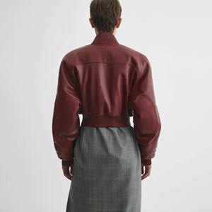 Chaqueta de Cuero Bomber de Lona con Relleno de Algodón, Impermeable y Cortavientos para Mujer, con Solapa Corta Estilo Explosión - Product Image 2