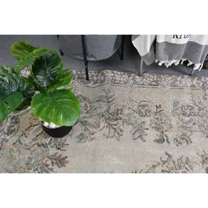 Alfombra turca Vintage clásica Beige gris 5,5X9,3 pies, diseño de retazos hecho a mano, lana, seda de bambú, Material, respaldo de látex para la vida - Product Image 2