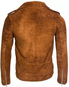 100% fait à la main véritable agneau daim hommes Biker Style veste en cuir coupe ajustée fausse fourrure manteau d'hiver tanné traité - Product Image 5